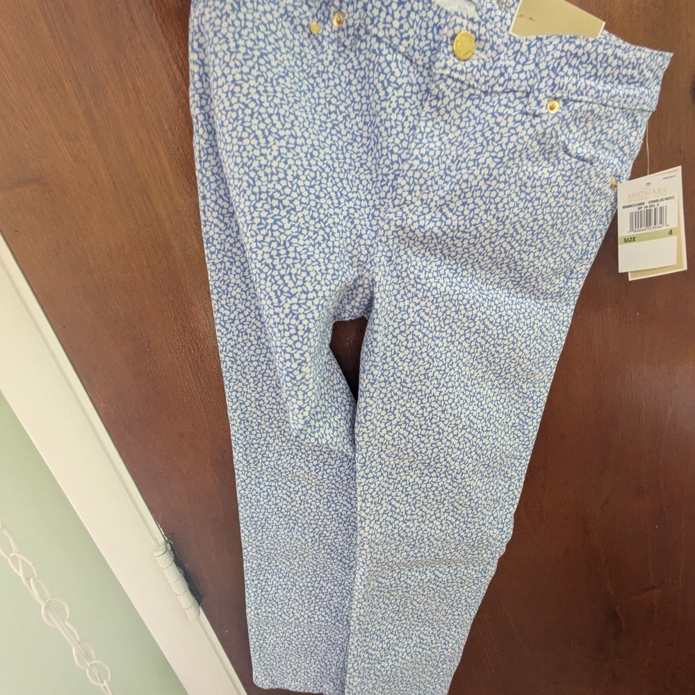 Michael Kors Blue and White Skinny Jeans